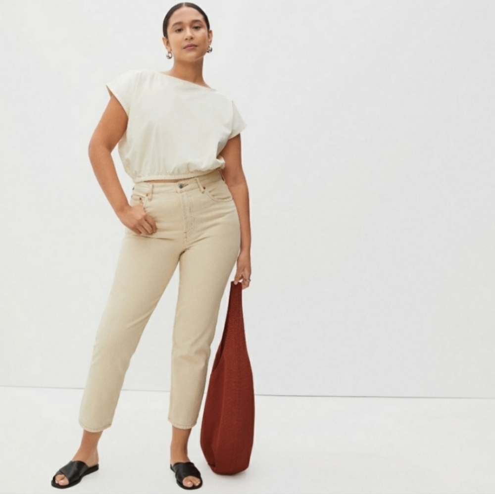 EVERLANE '90s CHEEKY' ORGANIC COTTON CROPPED BUTTON FLY JEANS